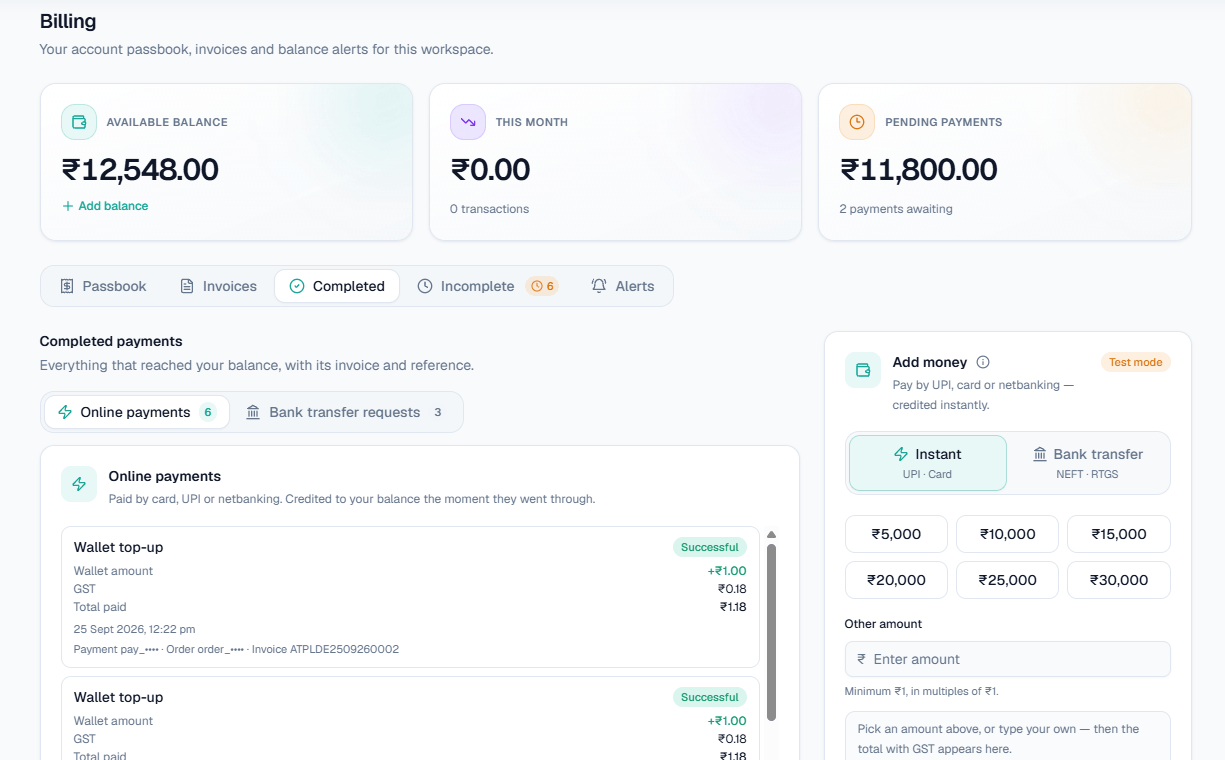 Completed payments