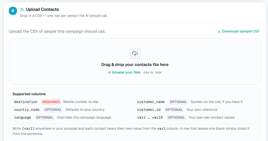 Step 4 for CSV Upload
