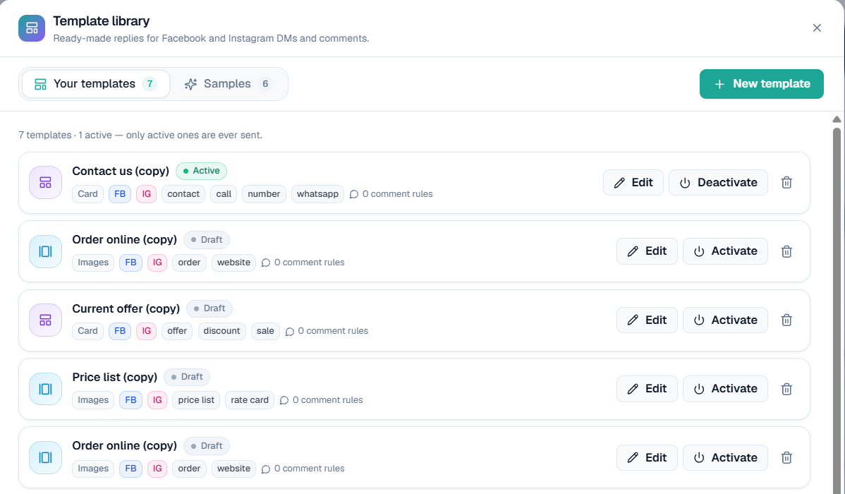 Template library: Your templates