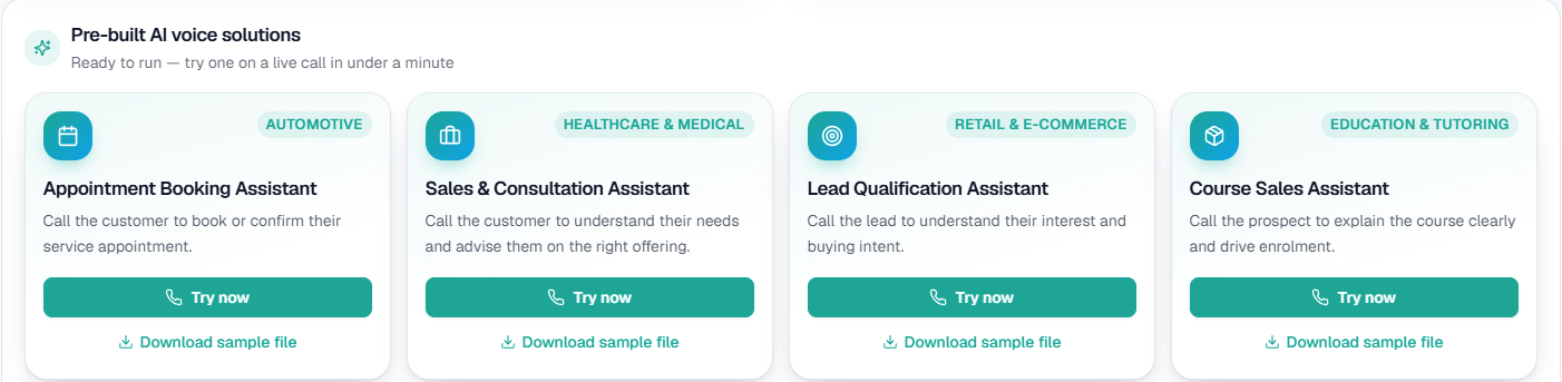 Home → Pre-built AI voice solutions